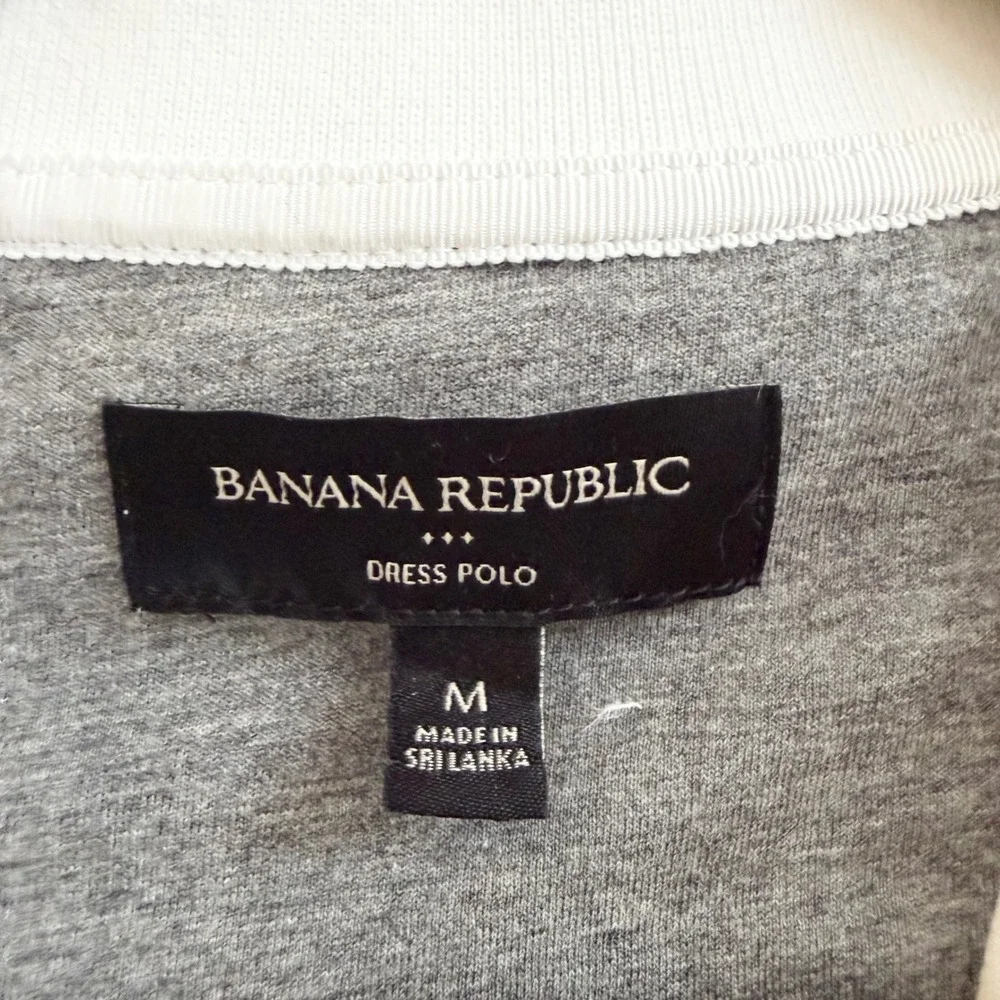 Banana Republic Mens Dress Polo Shirt White Short Sleeve Cotton Size M